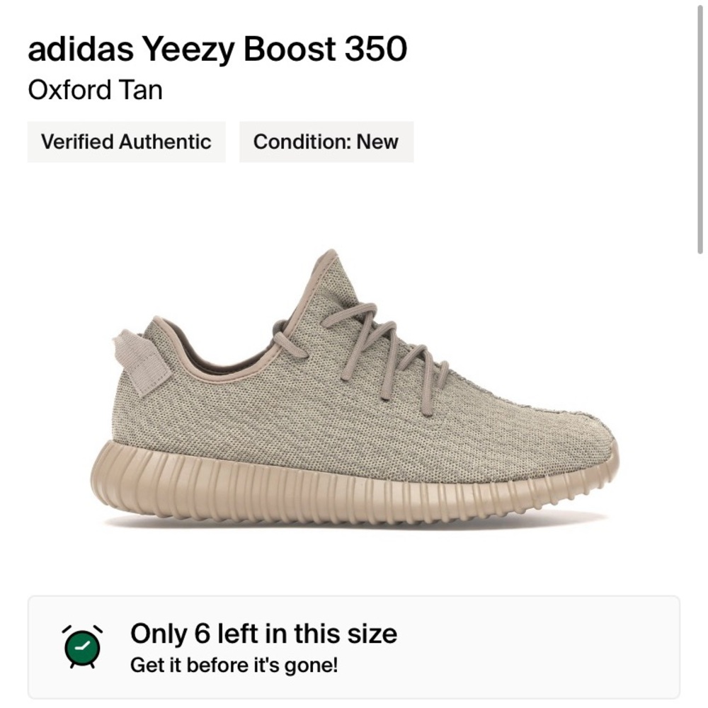 Size 7 like new yeezy 350 oxford tans v1 stock x is 730-750